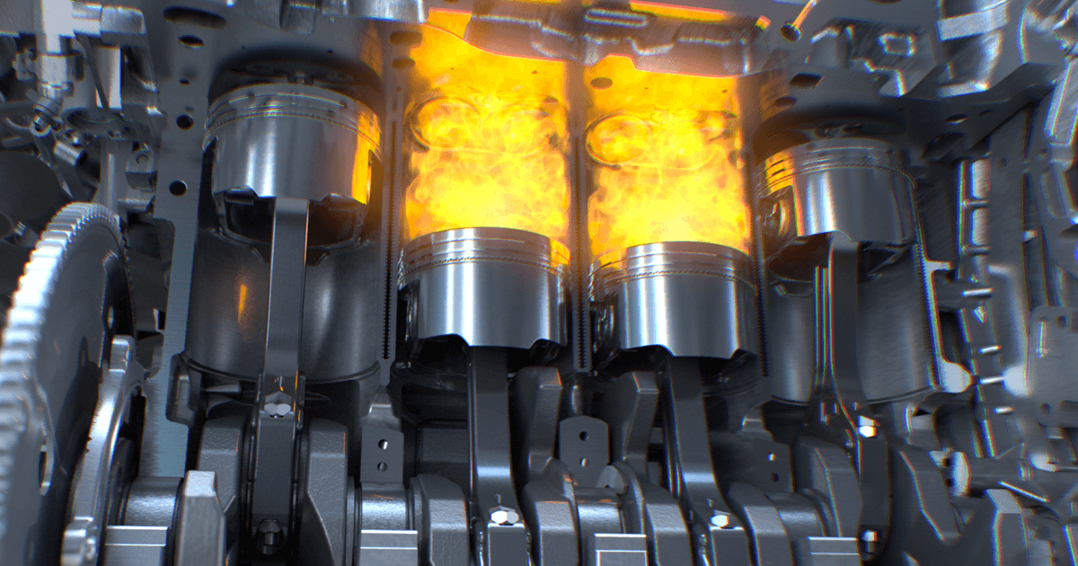 Inside the car engine - piston ignition, engine valves and crankshaft
